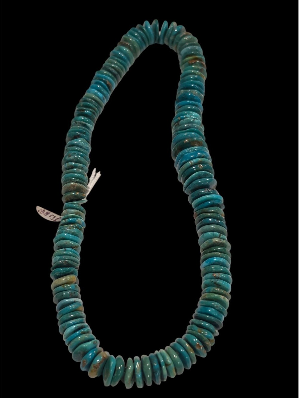 Vintage Southwestern Graduated Turquoise Disc Heishi Bead Necklace Strand 98g